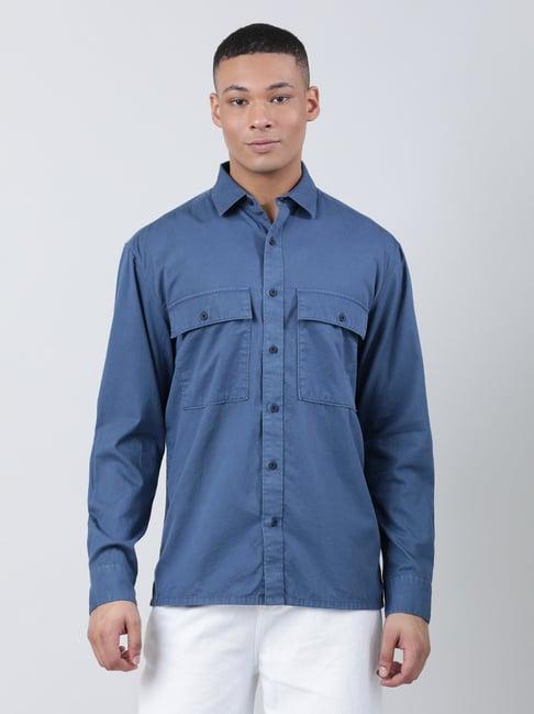 bene kleed blue relaxed fit cotton shirt