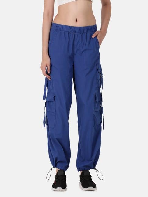 bene kleed blue relaxed fit high rise cargos joggers