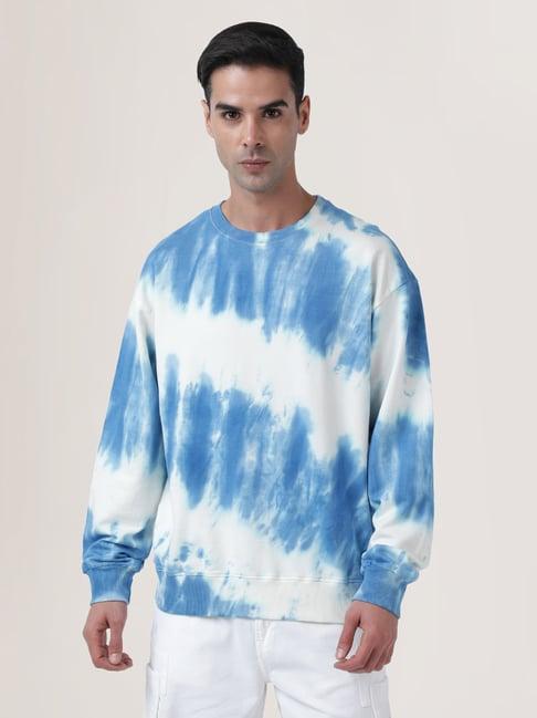 bene kleed blue relaxed fit tie - dye cotton sweatshirt