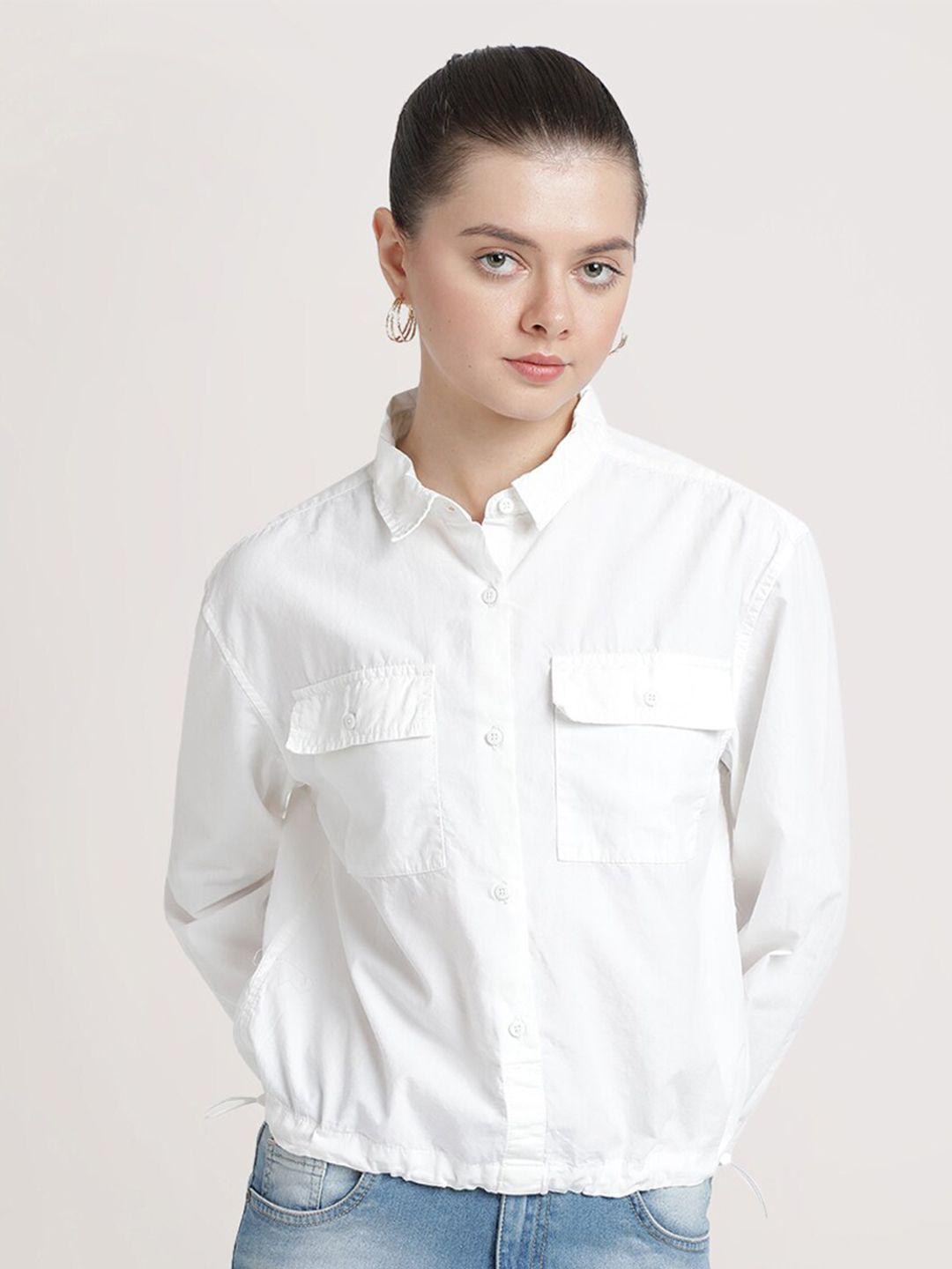 bene kleed boxy spread collar long sleeve cotton casual shirt