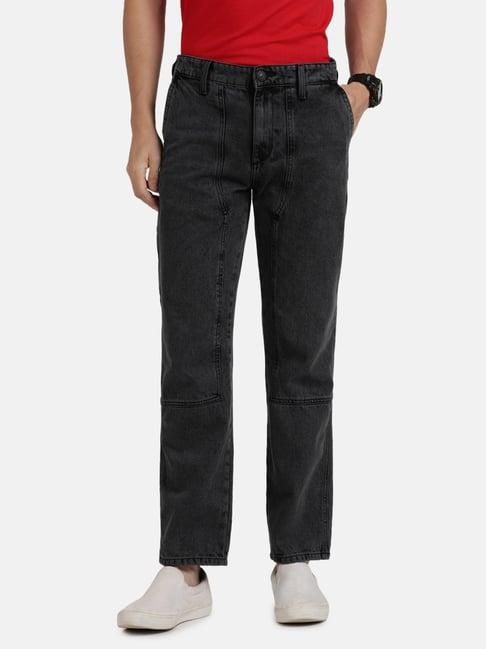 bene kleed charcoal grey lightly washed relaxed fit cotton jeans