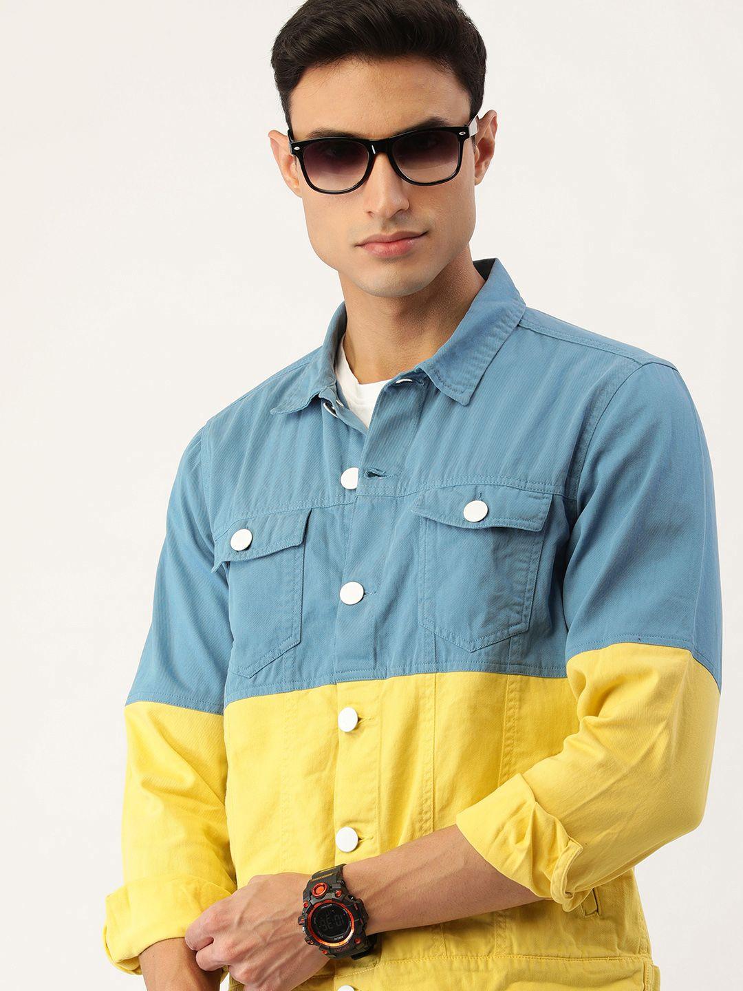 bene kleed colourblocked pure cotton denim jacket