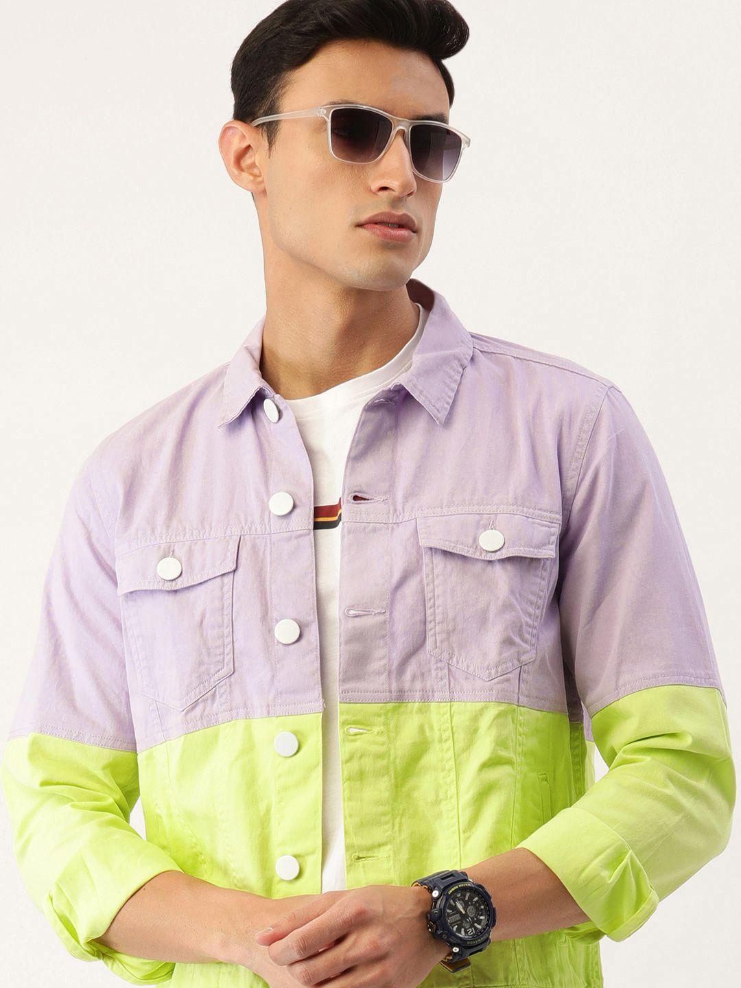 bene kleed colourblocked pure cotton denim jacket
