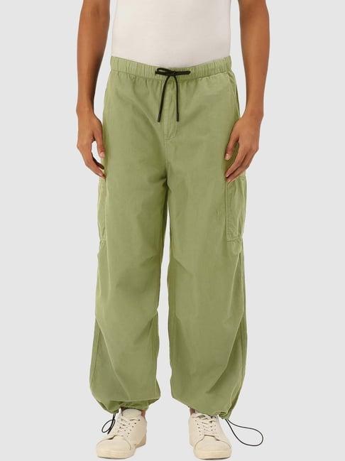 bene kleed green cotton loose fit trousers