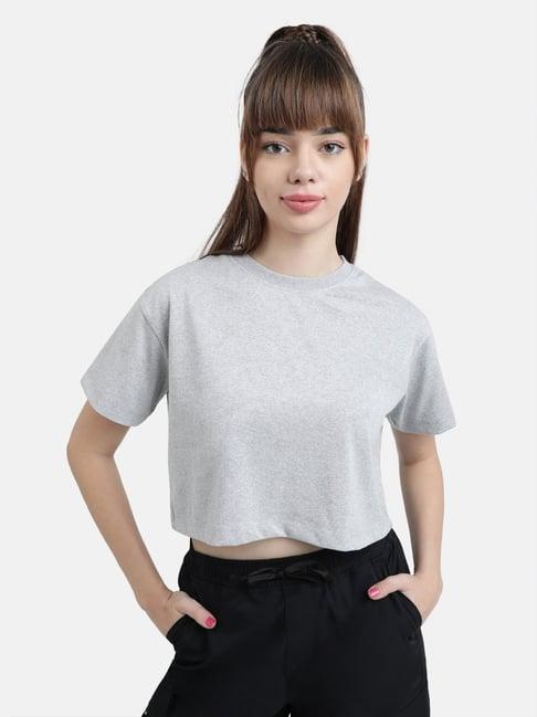 bene kleed grey slim fit crop t-shirt