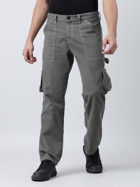 bene kleed grey straight fit cotton cargos