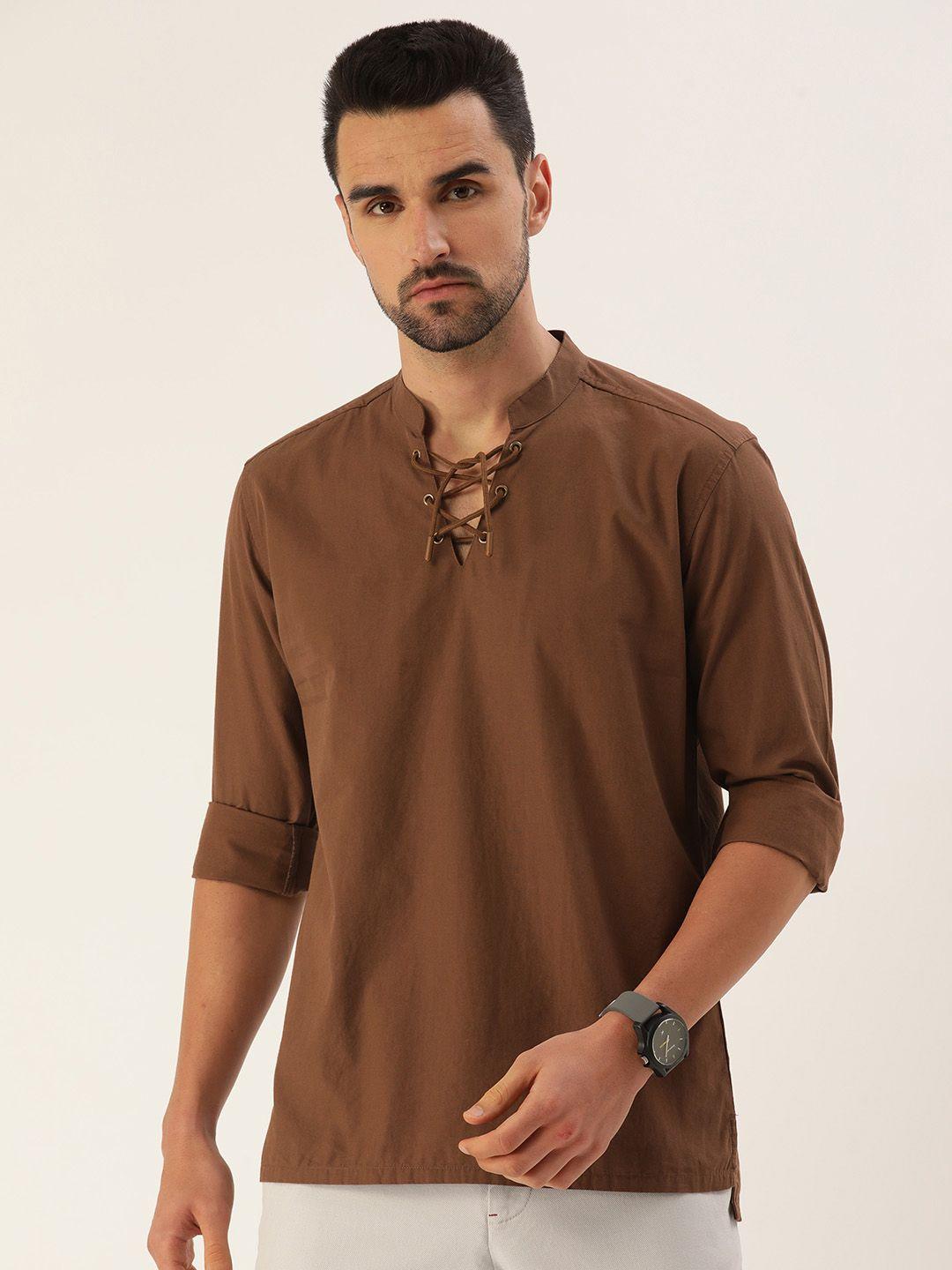 bene kleed men brown cotton kurta