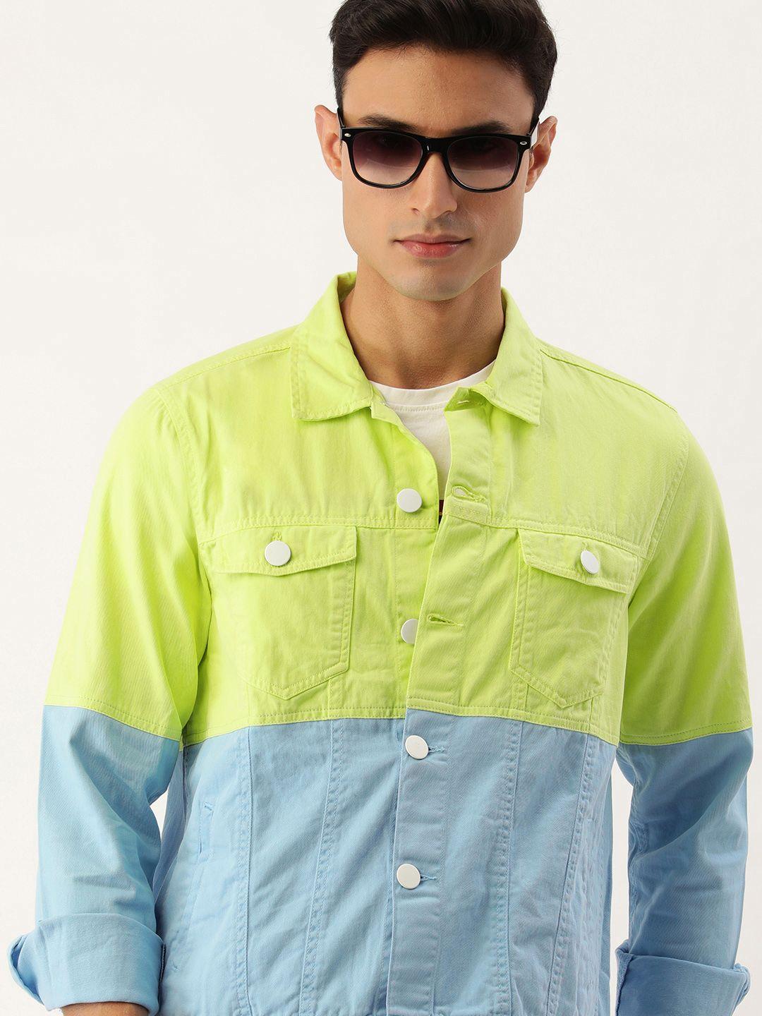 bene kleed men colourblocked dyed pure cotton light weight jacket