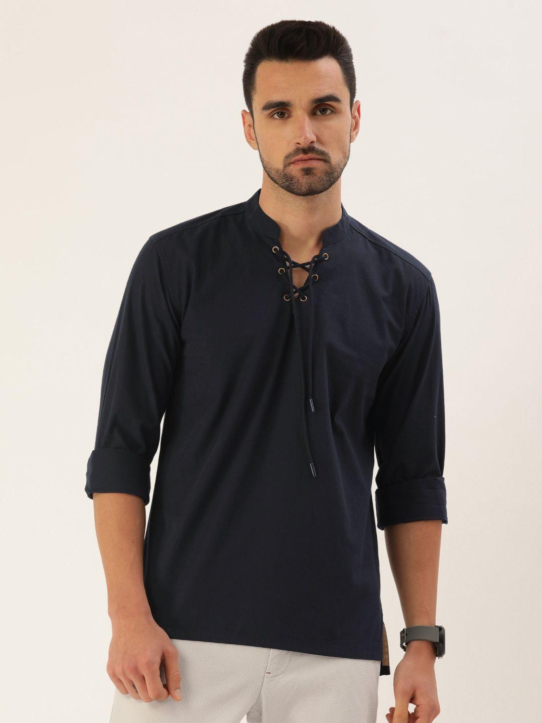 bene kleed men navy blue cotton kurta