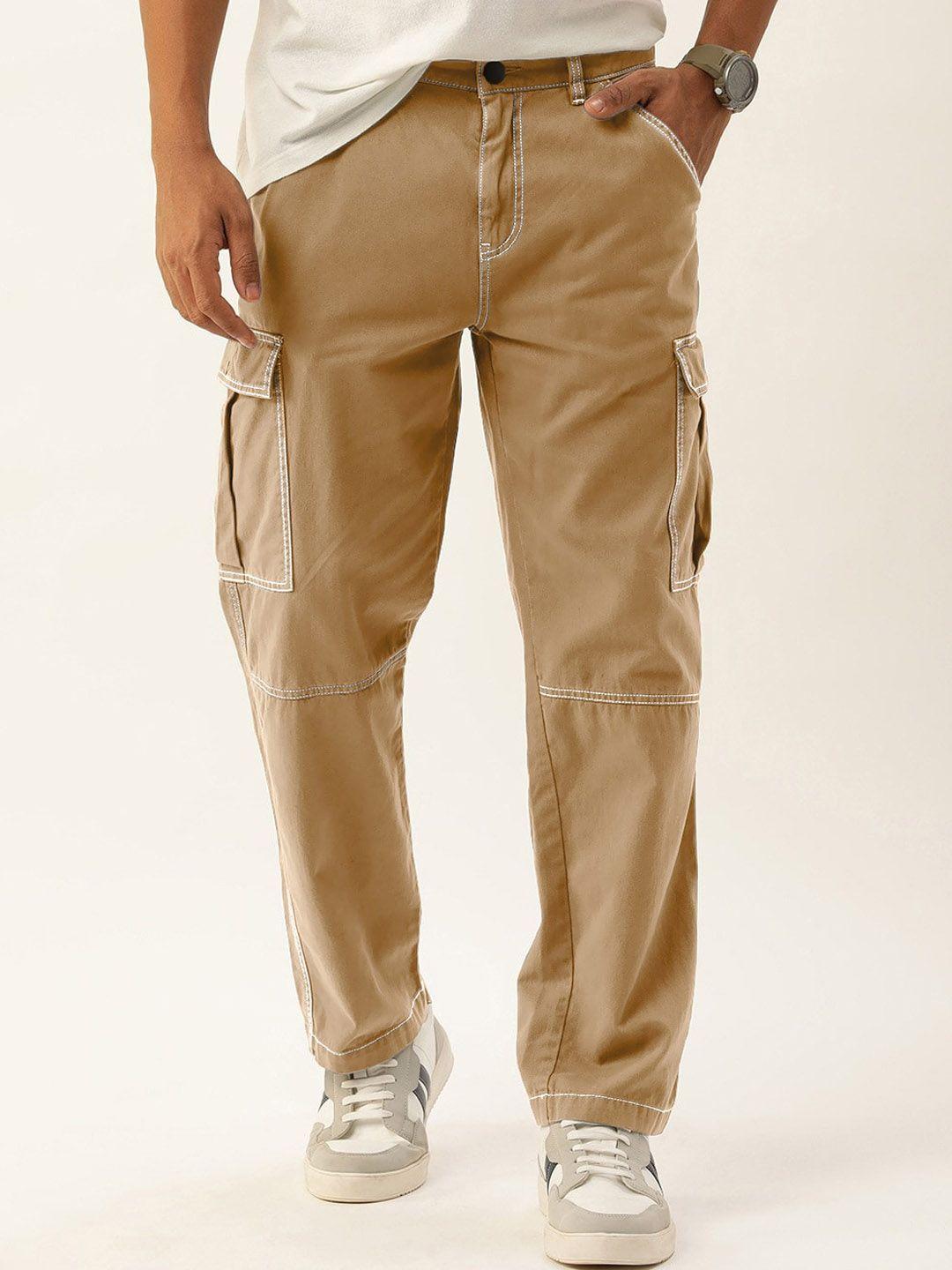 bene kleed men relaxed mid-rise cotton cargos trousers