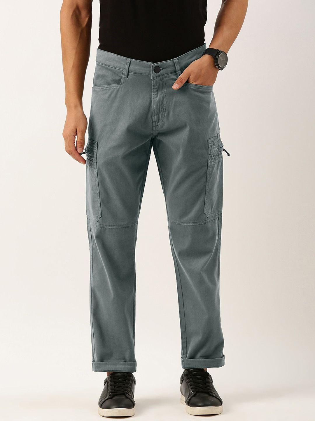 bene kleed men slim fit mid-rise cargos trousers