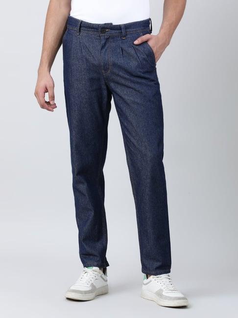 bene kleed navy tapered fit cotton lightly washed jeans