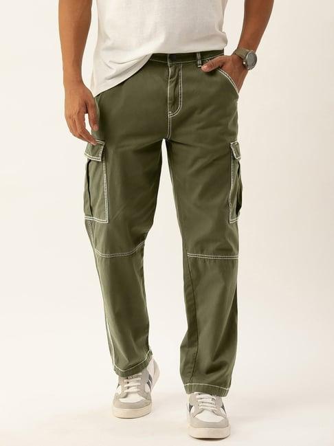 bene kleed olive cotton relaxed fit cargos