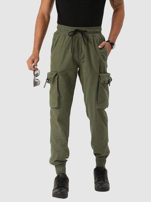 bene kleed olive relaxed fit cotton cargo joggers