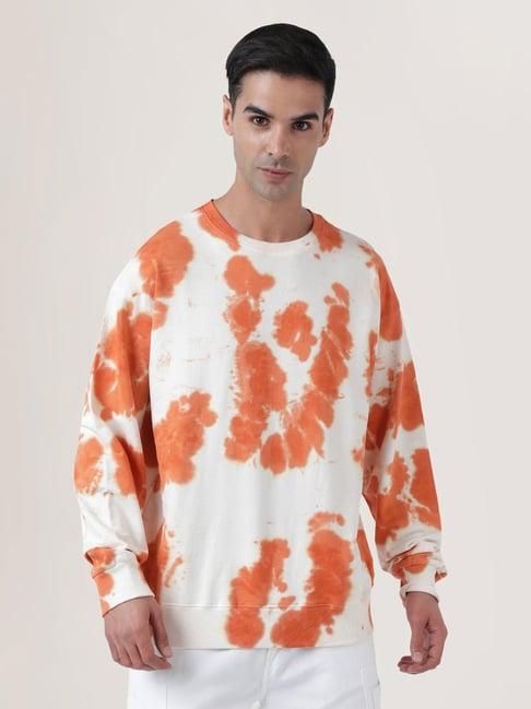 bene kleed orange relaxed fit tie - dye cotton sweatshirt