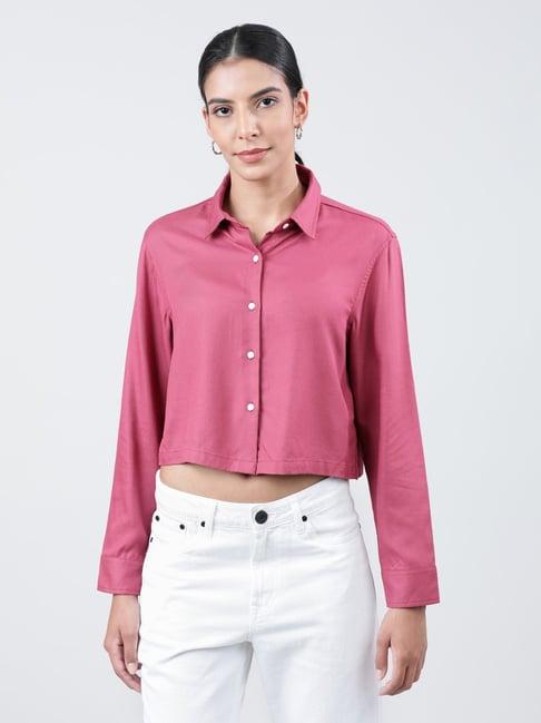 bene kleed rose pink rayon cropped shirt