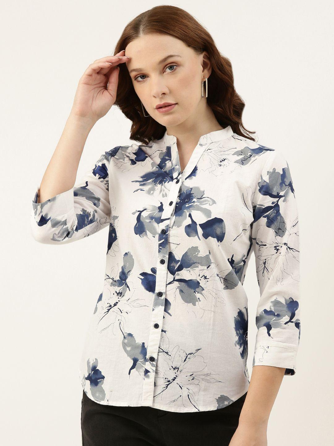 bene kleed slim fit floral printed casual cotton linen shirt