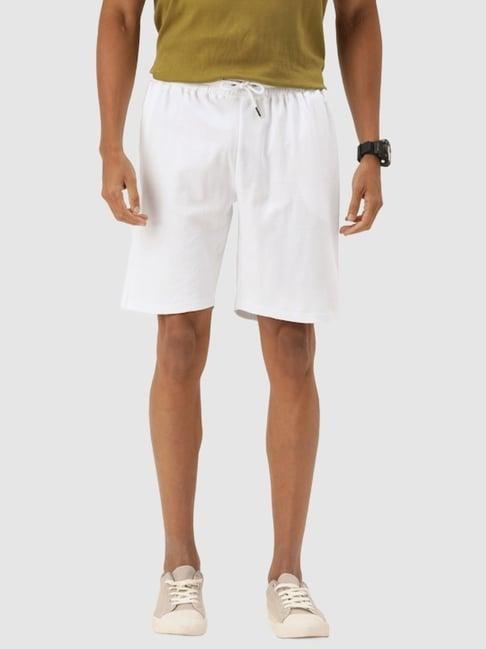 bene kleed white cotton loose fit shorts