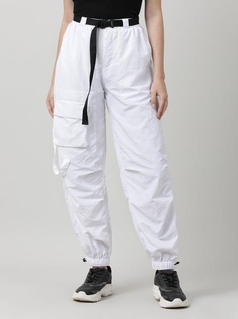 bene kleed white relaxed fit high rise joggers