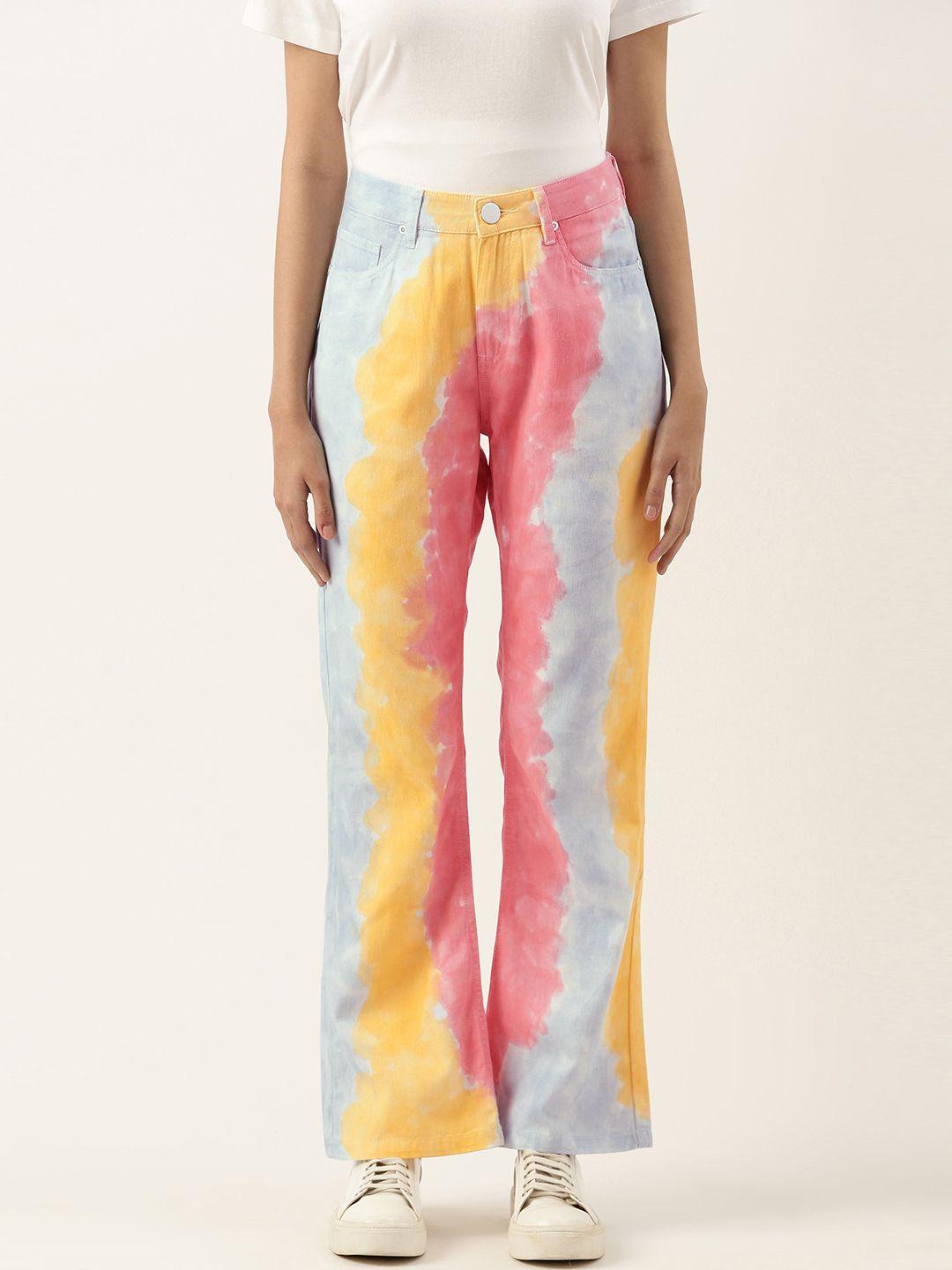 bene kleed women tie & dye printed flared trousers