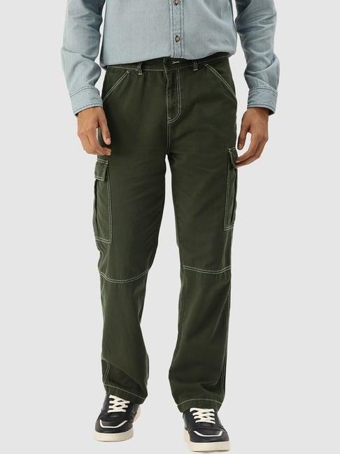 bene kleed woodland green cotton relaxed fit cargos