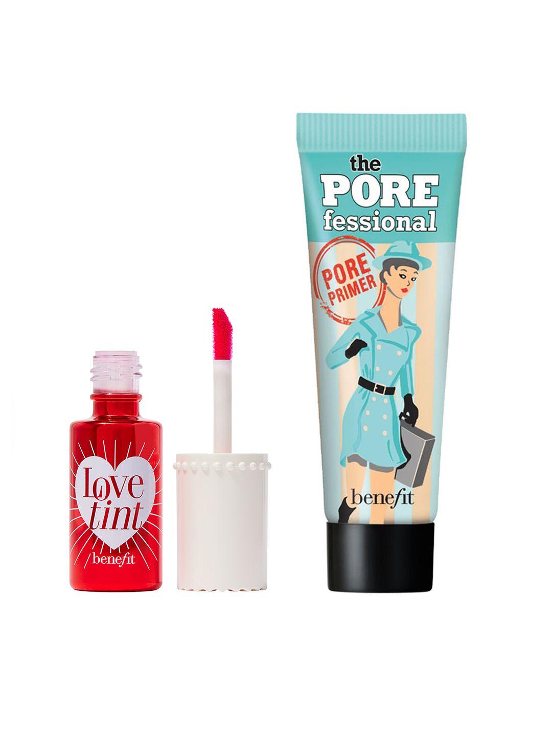 benefit cosmetics set of love tint cheek & lip stain & the porefessional mini pore primer