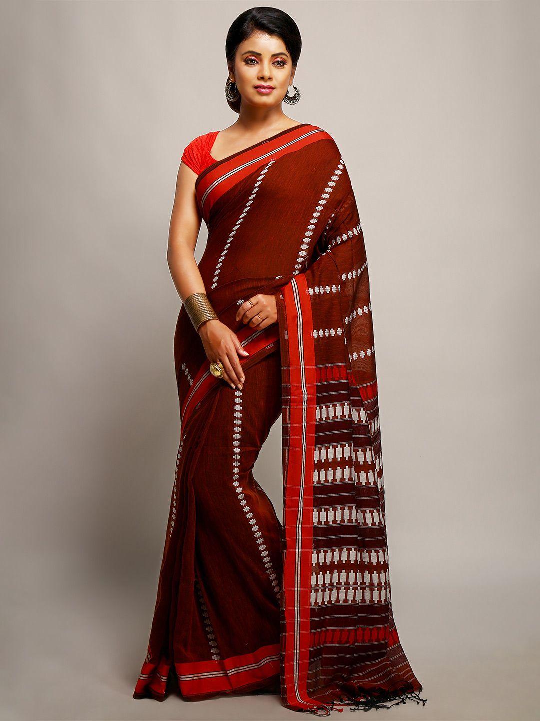 bengal handloom geometric woven design taant saree