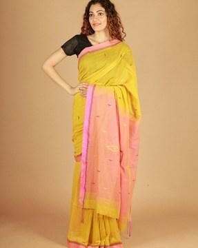 bengal cotton saree with tassels