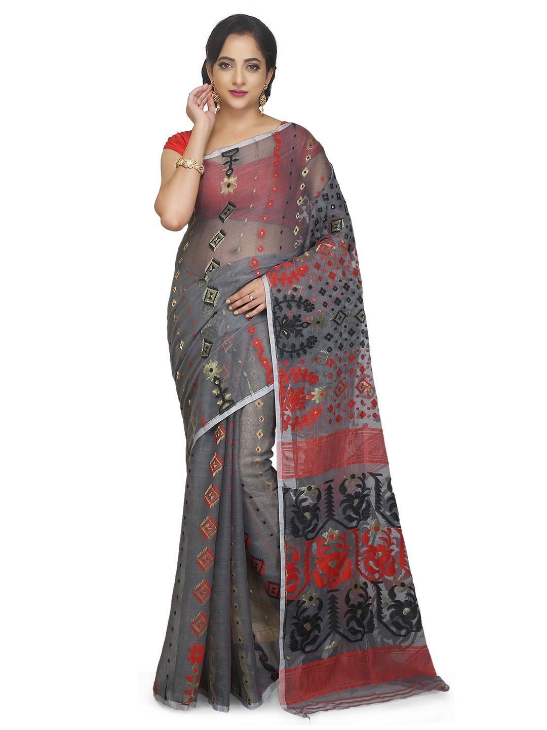 bengal handloom ethnic motifs woven design art silk  jamdani saree