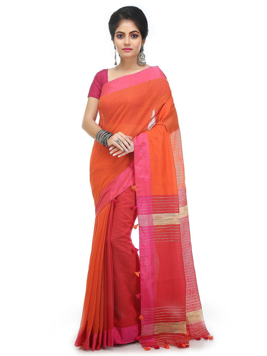 bengal handloom striped woven design art silk taant saree