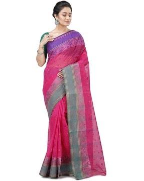 bengal pure cotton gitanjali  pink handloom tant saree traditional saree