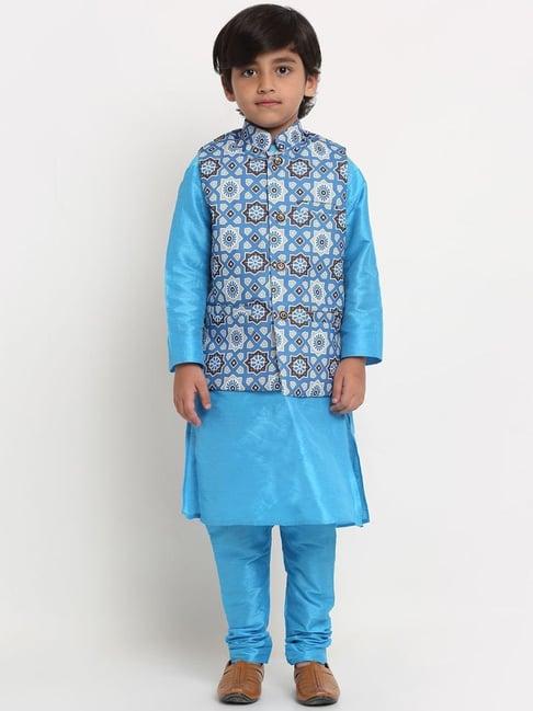 benstoke kids blue & indigo blue printed full sleeves kurta set