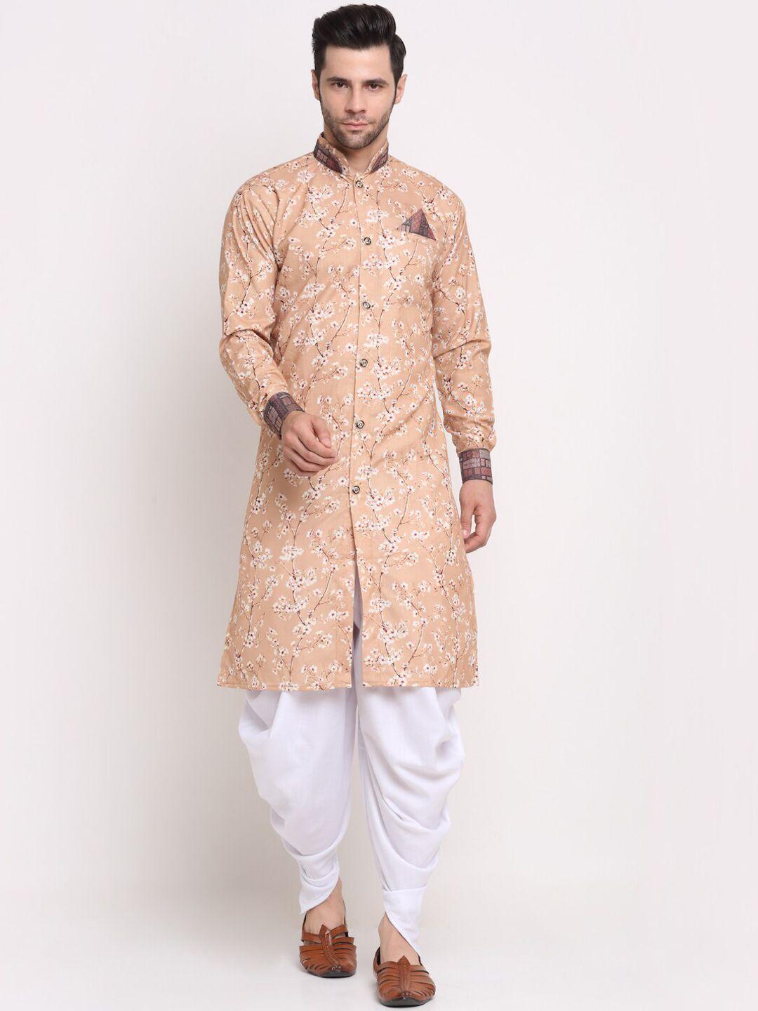 benstoke men floral printed kurta with dhoti pants