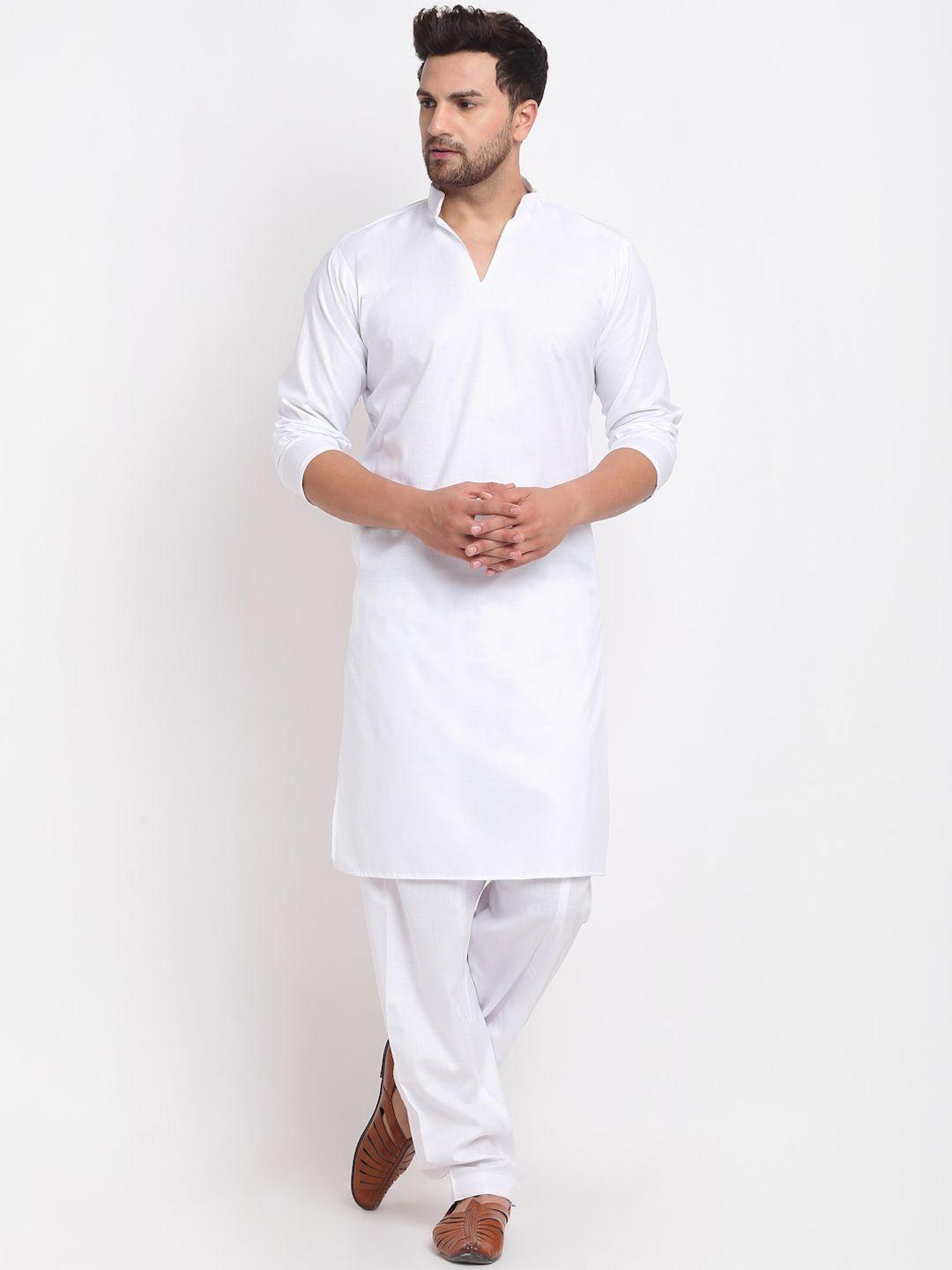 benstoke men white regular kurta with salwar