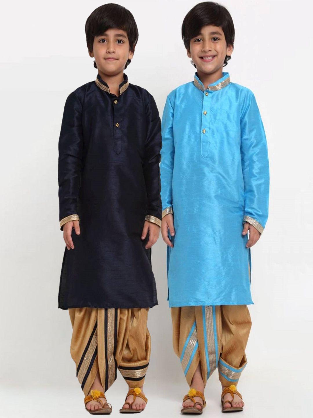 benstoke boys mandarin collar gotta patti kurta with dhoti pants