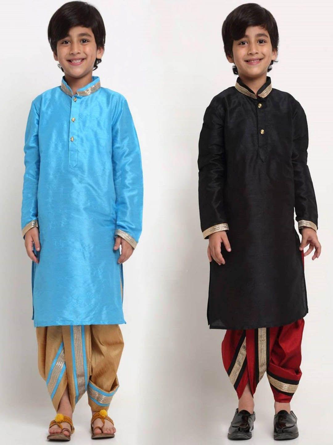 benstoke boys mandarin collar kurta with dhoti pants