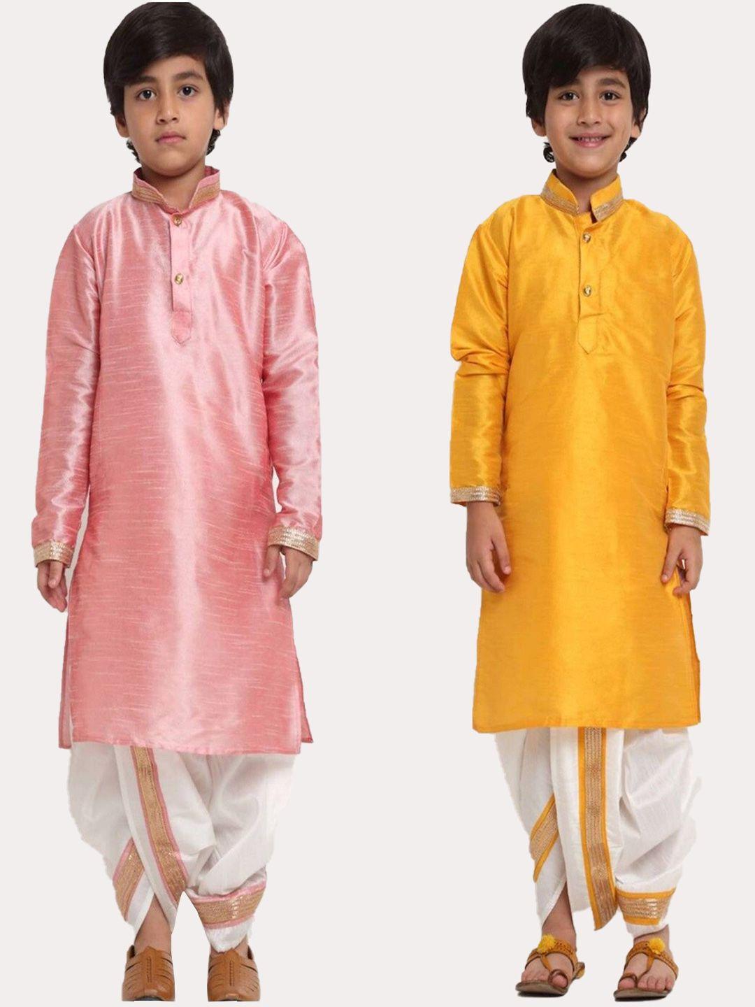 benstoke boys pack of 2 gotta patti kurta with dhoti pants