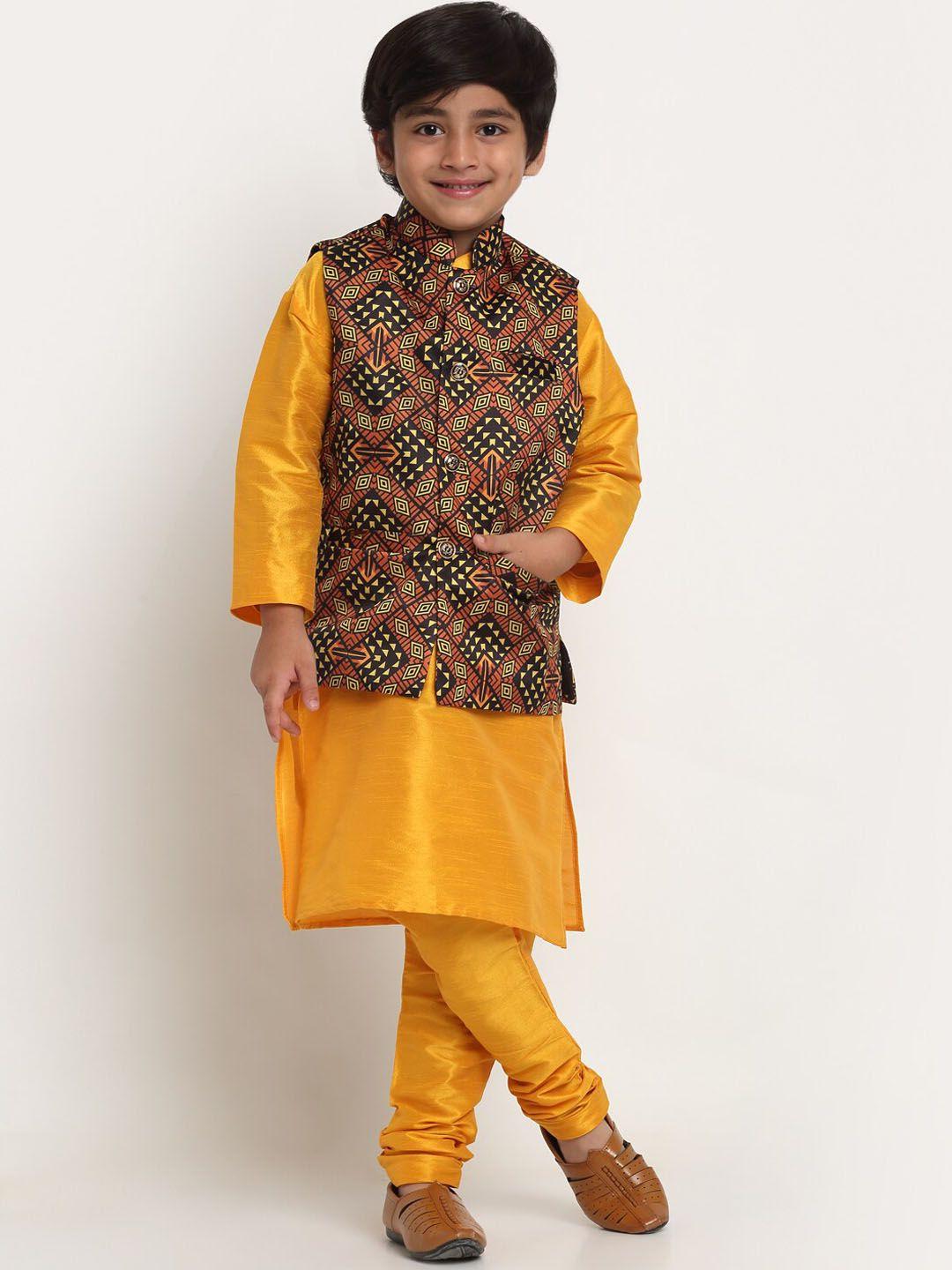 benstoke boys yellow kurta with churidar