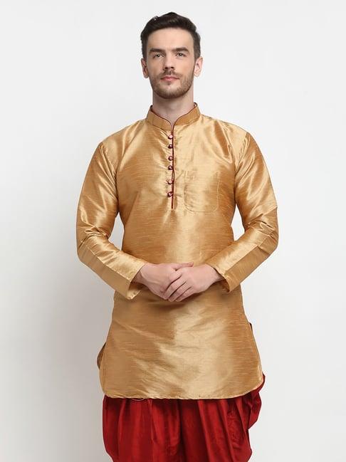 benstoke brown regular fit mandarin collar kurta