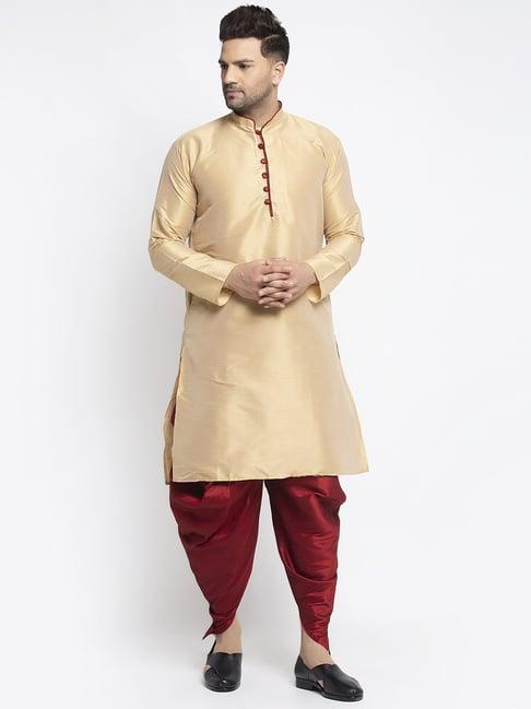 benstoke gold & maroon regular fit kurta set