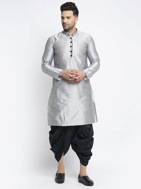 benstoke grey & black regular fit kurta set