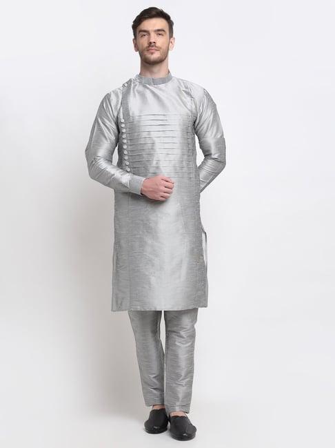 benstoke grey regular fit kurta set