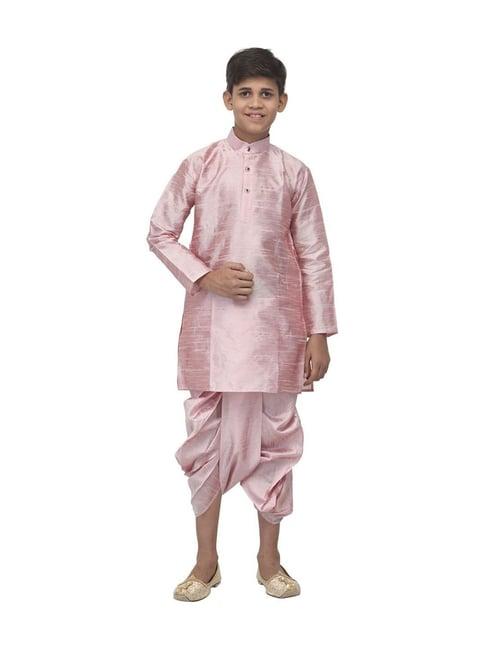 benstoke kids pink regular fit full sleeves kurta set