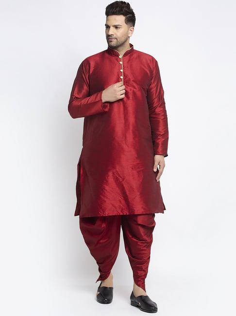 benstoke maroon regular fit kurta set