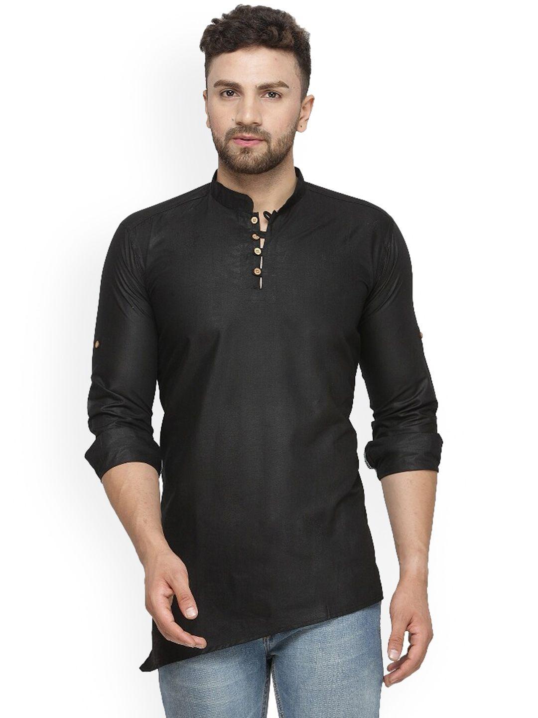 benstoke men black & brown thread work kurta