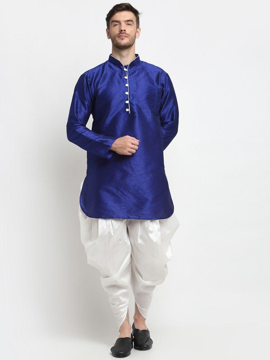 benstoke men blue kurta solid  with dhoti pants