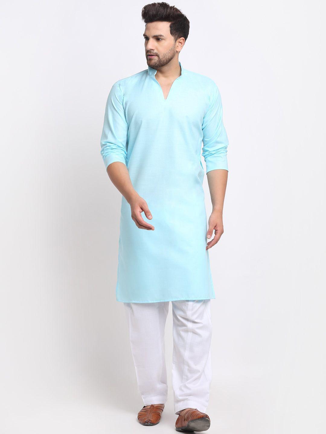 benstoke men blue regular kurta with pyjamas