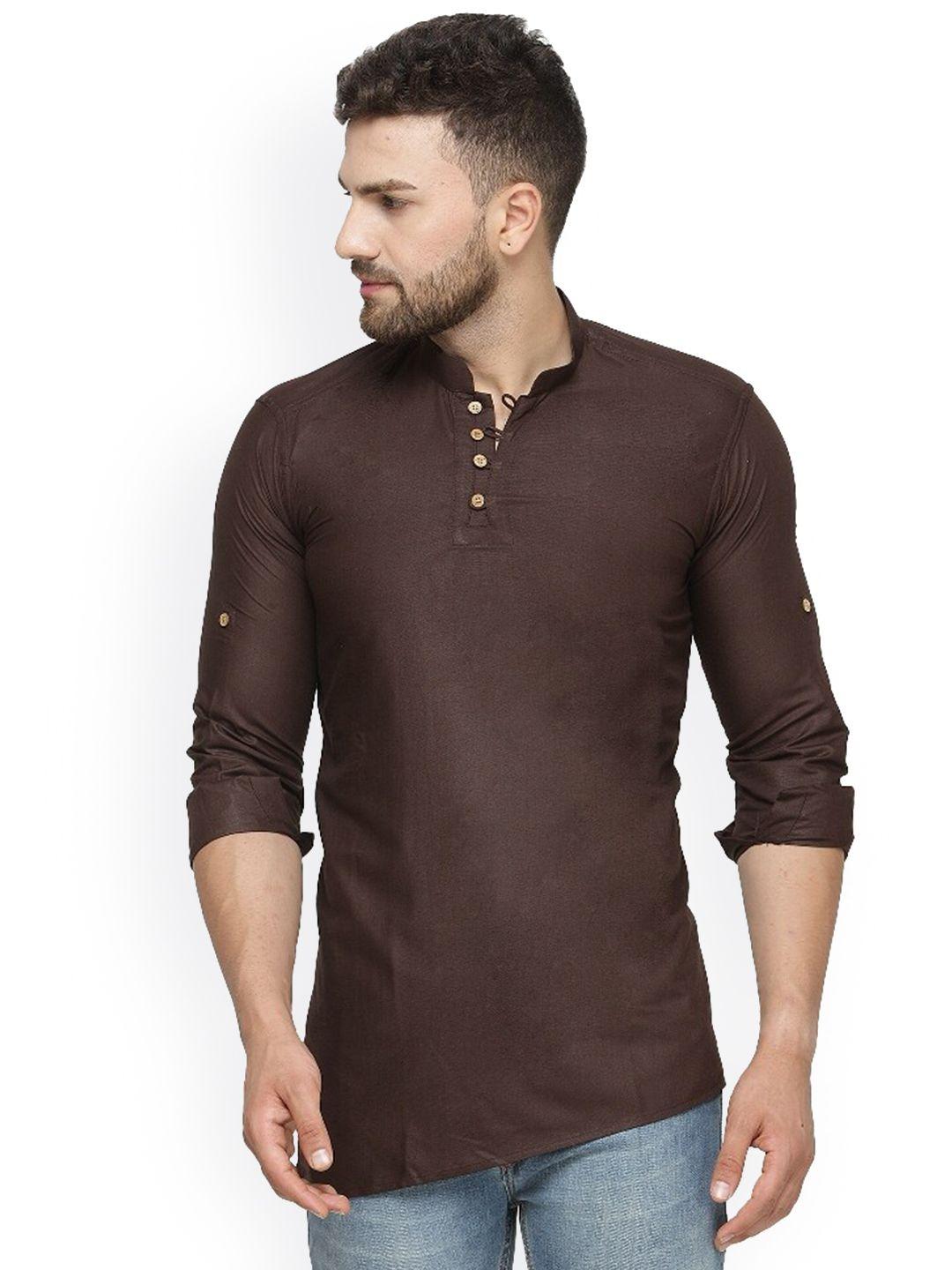 benstoke men brown thread work kurta