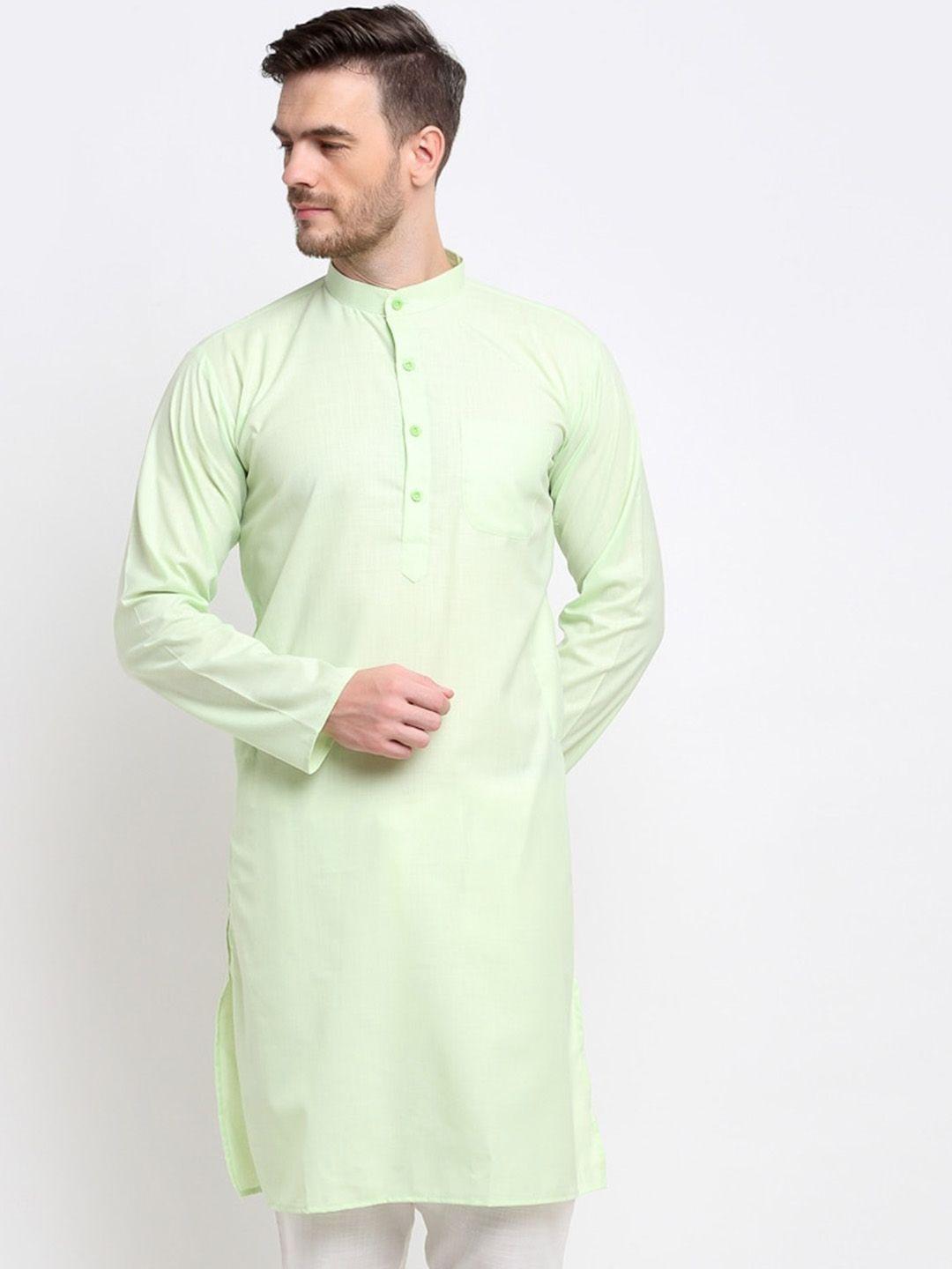 benstoke men green thread work kurta