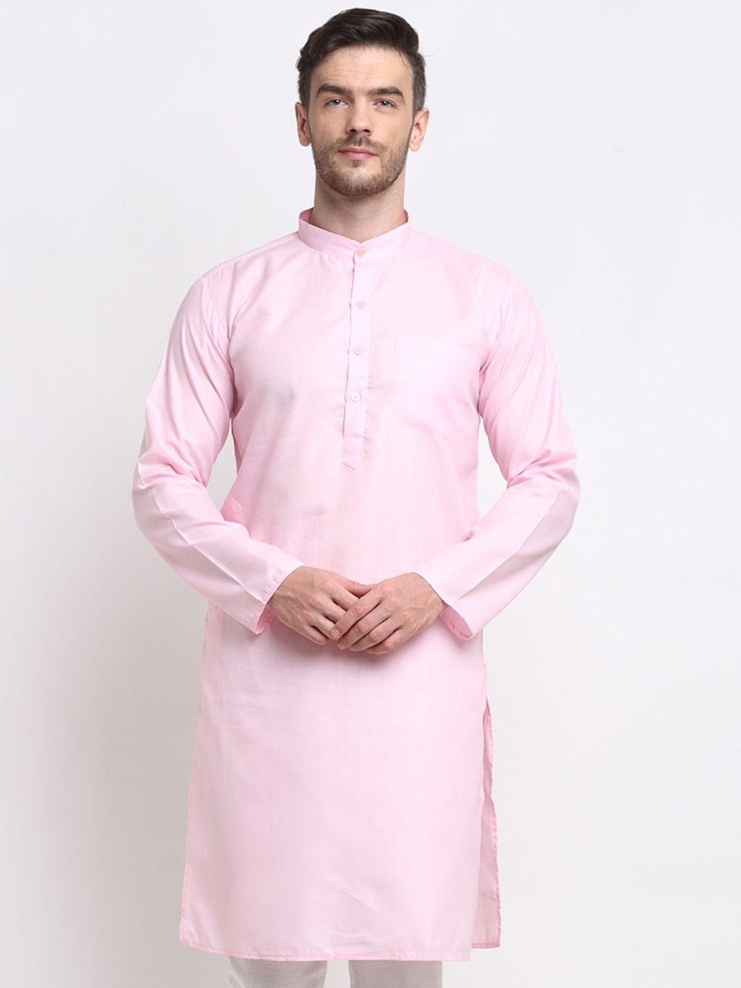 benstoke men pink cotton kurta